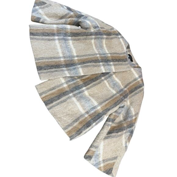 Talbots Plaid Wool Alpaca Mohair Blend Jacket Coat Beige Gray Size Medium - Picture 7 of 12